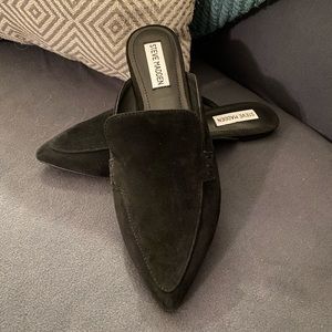 Steve Madden Black Velvet Slide-On Mules